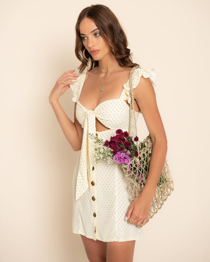 GWEN DRESS | Selita Polka Ivory