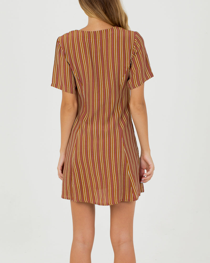 DAPHNE DRESS | Brown Stripe