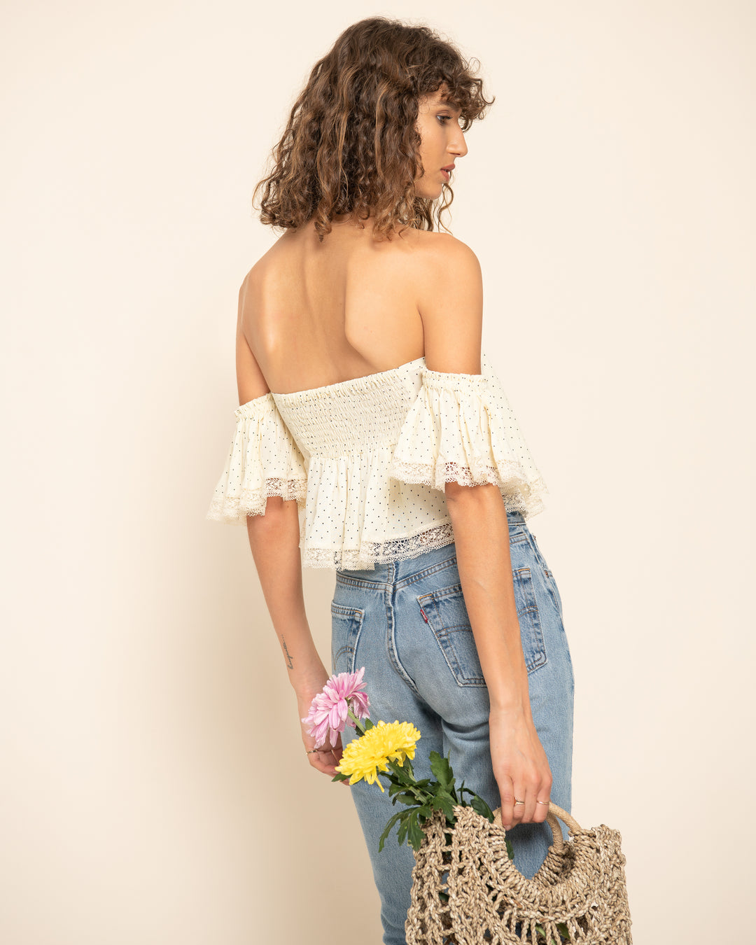 SENORITA TOP | Selita Polka Ivory