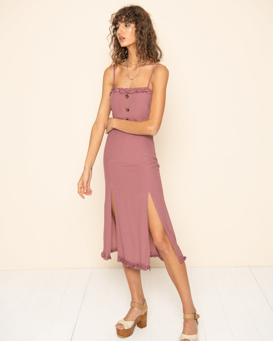 SPANISH DRESS | Selita Polka Mauve