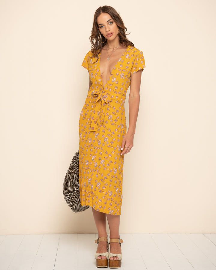 LOUISE MIDI DRESS | May Floral Marigold