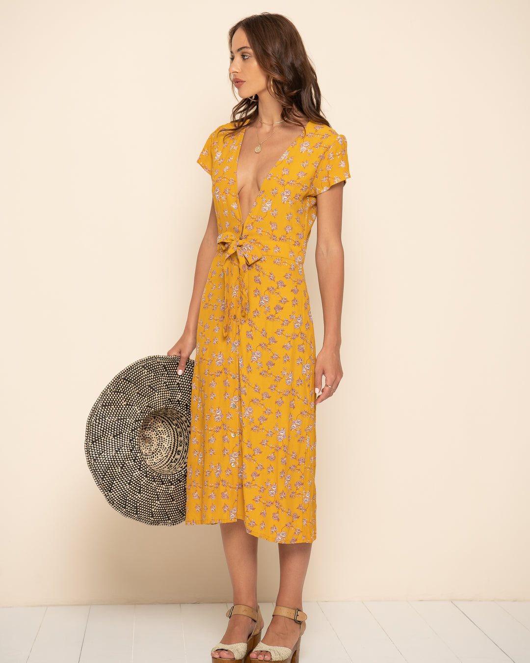 LOUISE MIDI DRESS | May Floral Marigold